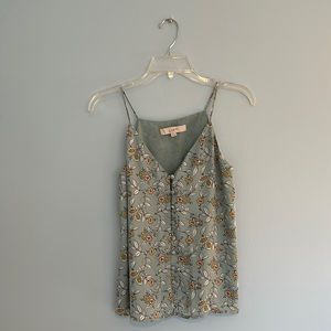 Loft soft green floral tank top blouse